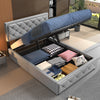 Lift Up Ottoman Storage Bed, 4ft Small Double Upholstered Bed Frame W/Storage UK
