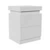 LED Bedside Table 2 Drawers Cabinet Charging Station Nightstand Storage White