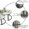 FATIVO Nesting Coffee Table Set of 2 White Marble Round End Table Pedestal Desk