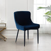 2x Dining Chairs Blue Velvet Home Matte Black Legs Soft Seat Furniture