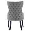 1PC Grey Dining Chairs Armchair High Back Velvet Upholstered With Wood Legs