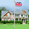 20FT Detachable Flagpole Kit Heavy Duty Aluminum Flag Pole British Silver