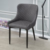 2x Luxury Dining Chair PU Faux Leather Metal Legs Grey Restaurant Kitchen Chairs