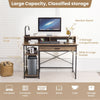 Industrial Computer Desk Writing Workstation w/Storage Drawer and 2 Open Shelves
