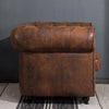 Distressed Tan Leather Fabric Chesterfield Armchair Button Tub Chair Club Chair