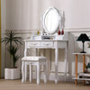 Dressing Table with Mirror and Stool, Vanity Desk with Mirror and Drawers White