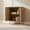 Wooden Buffet Storage Cabinet Rattan Door Cupboard Shelves Sideboard Living Room