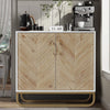 Wooden Sideboard Cabinet Cupboard 2 Doors 2 Shelves Buffet Storage w/Metal Legs