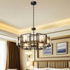 74cm Large 6-Light Black Geometric Chandelier Height Adjustable Light Fixture UK