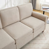 3 Seater Sofa Couch Linen Fabric Settee for Living Room & Office Studded (Beige)