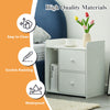 LED Bedside Table 2 Drawers with Charging Station Nightstand Cabinet White