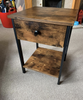 Industrial Side Table Vintage Bedside Cabinet Rustic Metal Unit End Phone Stand
