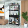 Heavy Duty Tall Wooden Freestanding Bookcase Storage Unit Deep Shelf with Drawer