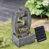 Garden Water Feature Outdoor Solar LED Cascading Flowing Water Fountain w Lights
