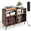Record Player Stand Turntable Stand with Charging Station-Coffee