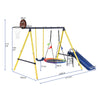 Ball Hoop Slide Nest Swing Ground Pegs Outdoor Metal Play Frame Swing Set Yellow