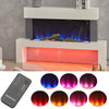 Electric Fireplace Fire Flame Heater Modern White Mantelpiece 37-52'' L H Shape