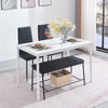 Rectangular White Marble MDF Top Dining Table Metal Legs Dining Room Kitchen