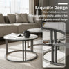 Round Marble Nesting Coffee Table Set of 2 Modern Cocktail Table Aluminium Frame