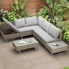 Rattan Garden Furniture Set Patio 6 Seater Corner Sofa with Table Cushions Khaki