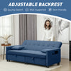 3-Seater Sofa Bed Convertible Velvet-Feel Upholstery Adjustable Backrest Blue