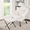 Upholstered Sherpa Reading Chair Accent Sofa Chair Set w/Footrest-Beige