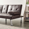Sofa Bed Luxury PU Leather Manhattan 3 Seater Chrome Legs Recliner Settee Brown