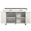 Rolling Kitchen Island Storage Trolley with 2 Drawers & Cupboard Dining White