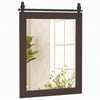 Decorative Vanity Mirror Wall Mounted Rustic Mirror w/ Solid Wood Frame Brown