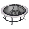 Outdoor Fire Pit with Grill Stainless Steel Garden Burning Fireplace