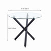 2x Grey Faux Leather Dining Chairs Round Tempered Glass Black Legs Dining Table