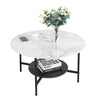 High Gloss Coffee Table Large 2 Layer Marble Side End Table Living Room Bedroom