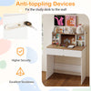 Student Writing Table Kids Study Desk with Charging Station-White
