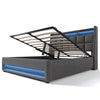 6FT SUPER KING OTTOMAN BED FRAME WITH STORAGE, LED LIGHTING, USB TYPE-C, GREY