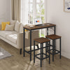 Breakfast Bar Table with 2 Glass holders 2 hooks Kitchen Long Dining High Table