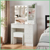 Vanity Dressing Table Makeup Desk with 6 Drawers And Dimmable LED Lighted Mirror