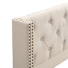 Upholstered Bed Frame Double Bed with Button Tufted Headboard & Wing Side Beige