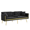 Modern Velvet Sofa Bed 2 Seater Click Clack Sofa Settee Recliner Couch Black