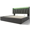 Ottoman Storage 5ft King Upholstered Bed with Headboard Storage and LED Lighting