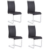Dining Chairs Set of 4 Black PU Cantilever Chairs with High Back and Chrome Legs