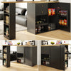 360° Swivel Bar Table Dining Table Kitchen Island with Storage Cabinet Cupboard