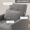 Single Chair Bed with Adjustable Backrest and Wheels for Living Room Grey