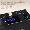 1/2x Bedside Table Cabinets w/ Charging Station Nightstand Storage Unit 3 Drawer
