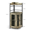 Corner Bar Cabinet Industrial Wine Buffet Cabinet with Glass Holder Mesh Doors