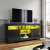 High Gloss 2 Door TV Unit Cabinet 135cm Black TV Stand Sideboard Entertainment