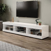 High Gloss 180cm White LED TV Stand Cabinet Unit Stroage Glass Shelves Sideboard