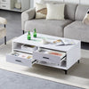 White High Gloss Coffee Table with Four Storage Rectangular Living Room Modern