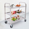 3 Shelves Stainless Steel Service Trolley Kitchen Trolley Food Trolley w/Brake