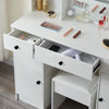White Dressing Table LED Mirror 3 Drawers Stool Vanity Makeup Desk Set Bedroom
