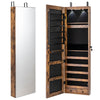 Wall-mounted Jewelry Storage Cabinet Door Hanging Jewelry Armoire w/ Full Mirror